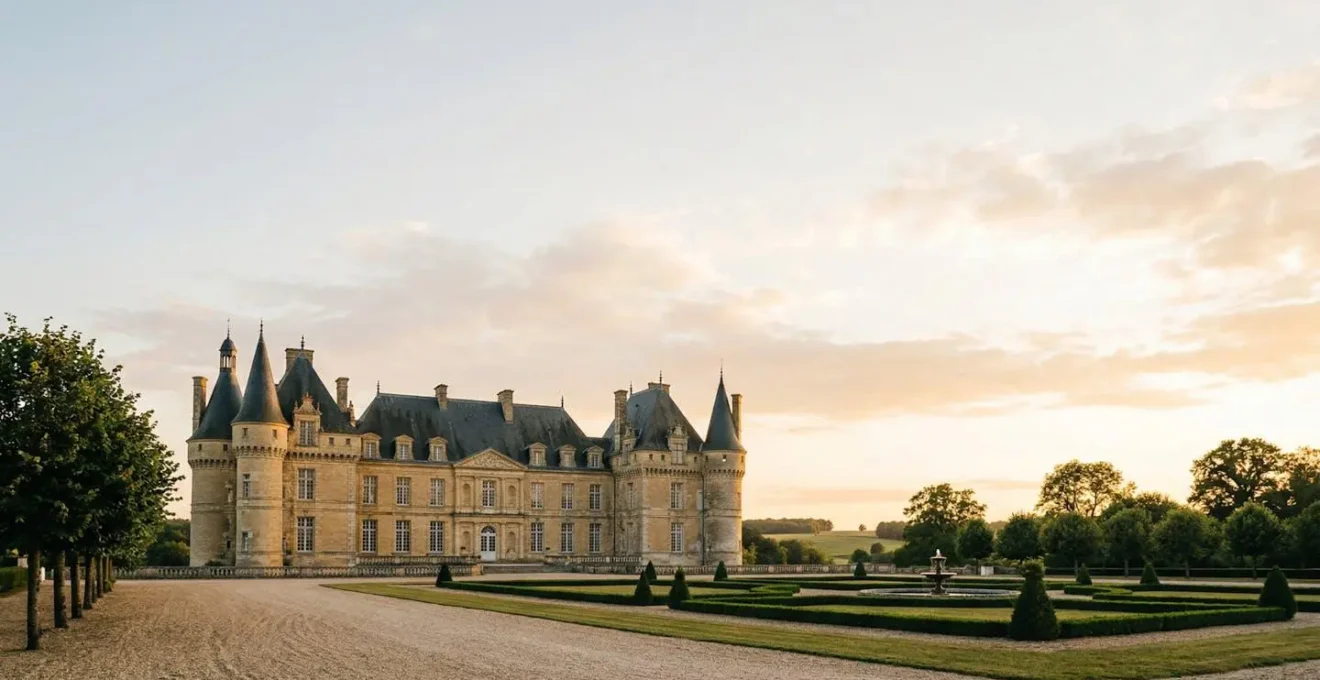 Vue architecturale d'un domaine patrimonial français illustrant la transmission et la structuration immobilière familiale