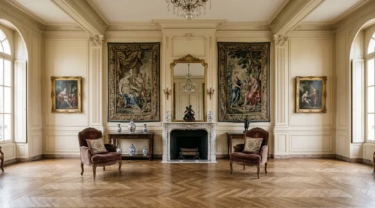 Collection d'objets d'art précieux dans un château nécessitant une assurance spécialisée