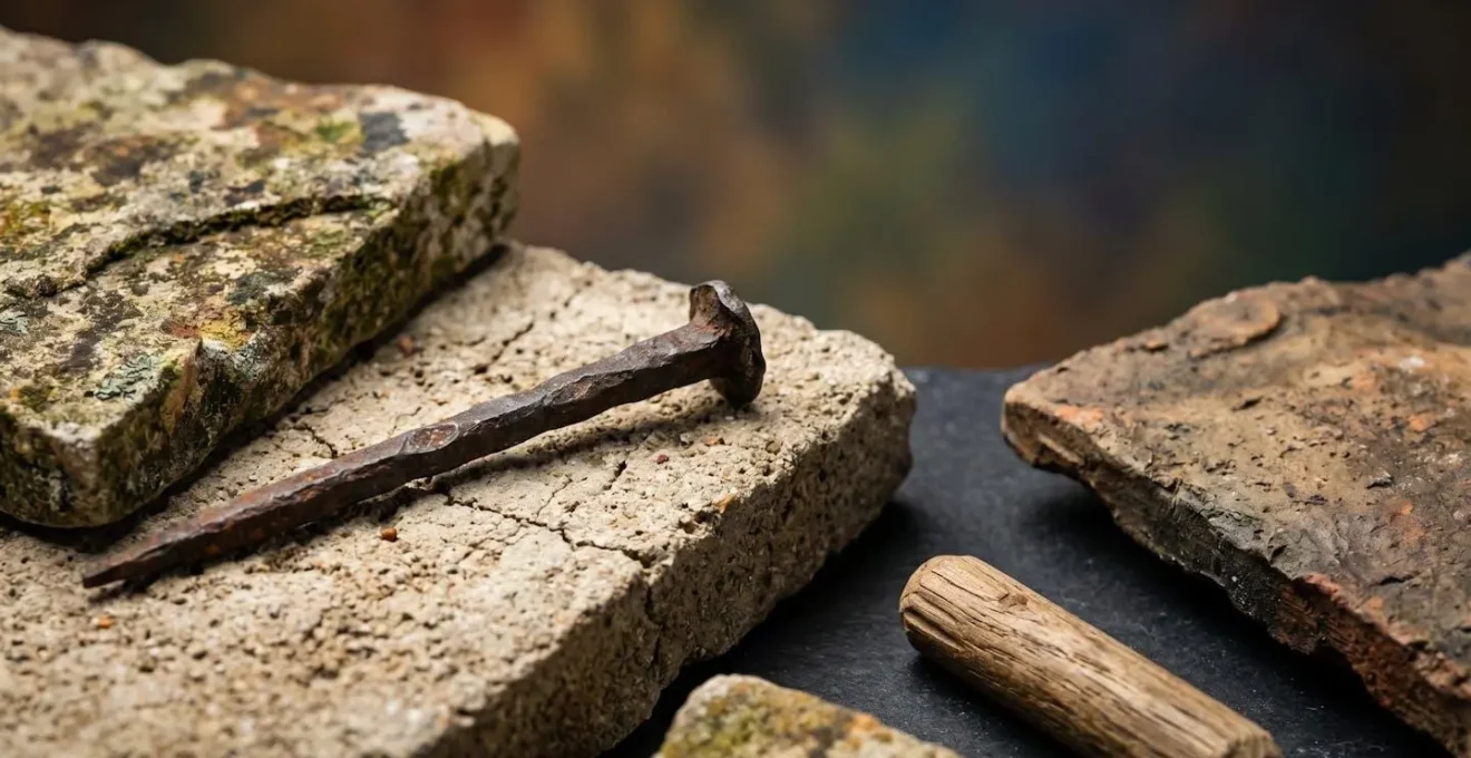 Détail macro de matériaux de restauration patrimoniaux illustrant les choix de priorisation