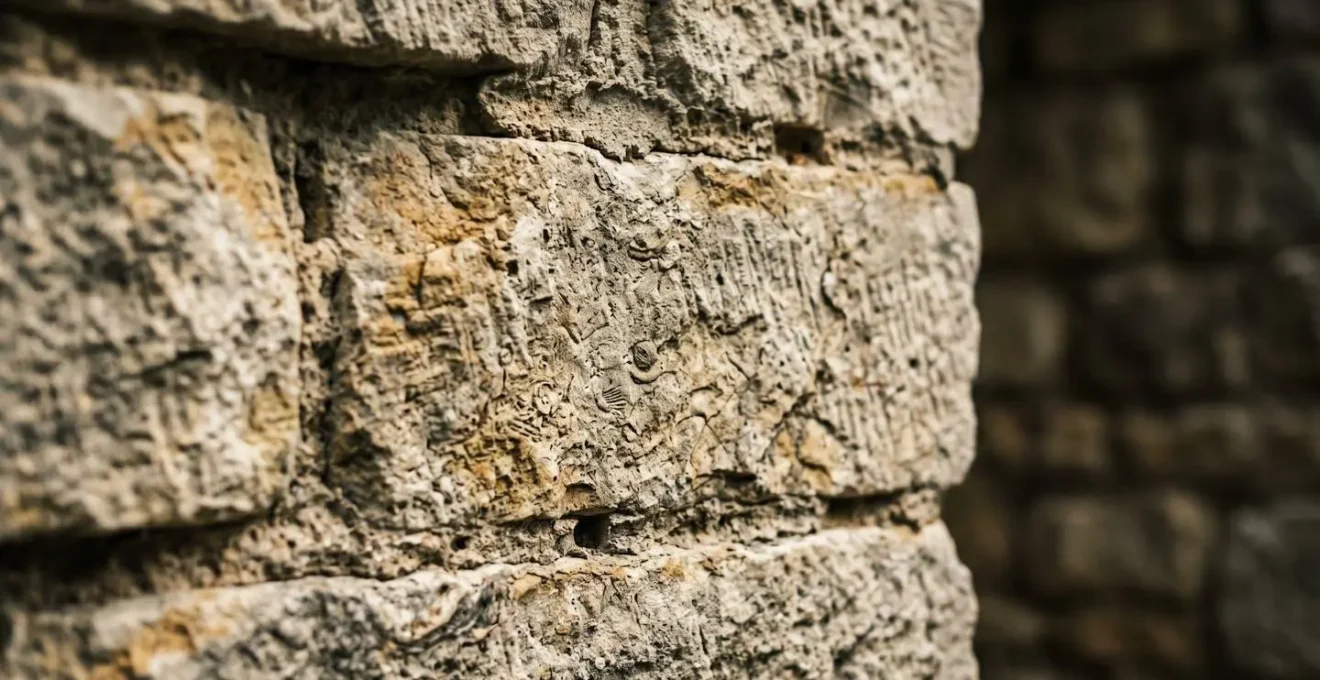 Détail d'un mur en pierre de taille ancienne montrant la qualité structurelle intacte