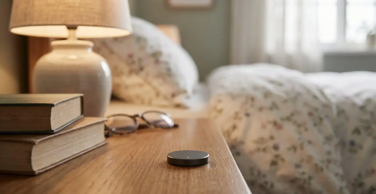 Détail macro d'un système de sécurité discret pour la protection des effets personnels dans une chambre d'hôtes de charme