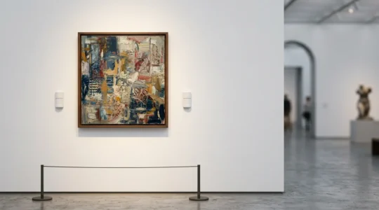 Une œuvre d'art précieuse protégée dans un environnement sécurisé illustrant la garantie patrimoniale