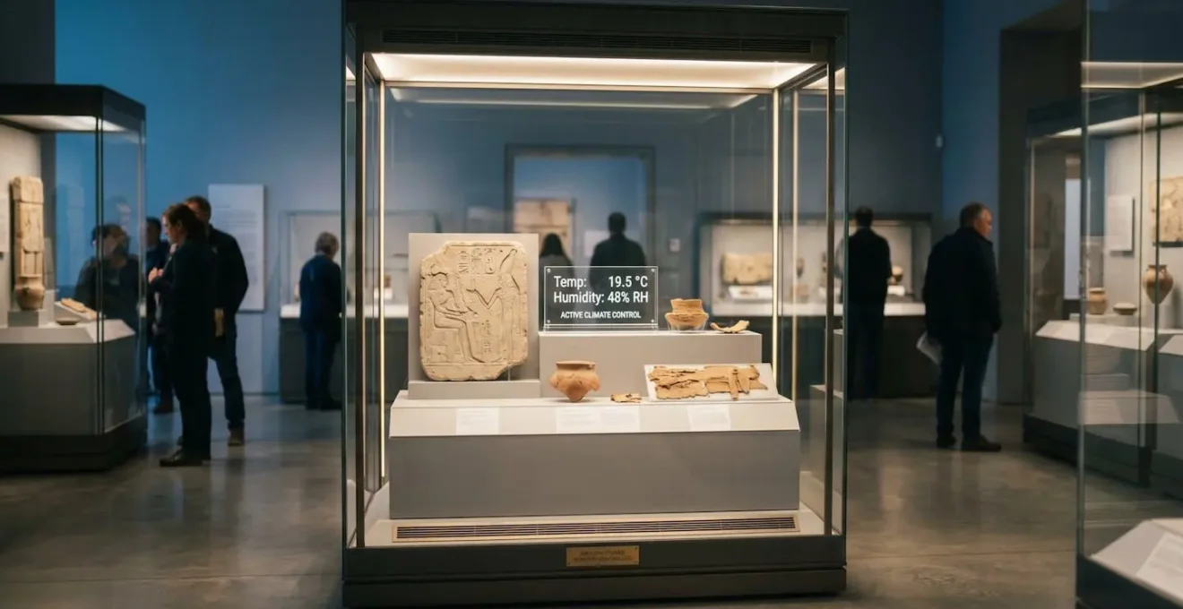 Vitrine muséale climatisée avec contrôle hygrométrique pour la conservation d'objets précieux